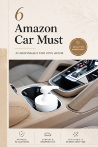 Une sélection d'accessoires auto essentiels dans un véhicule moderne.