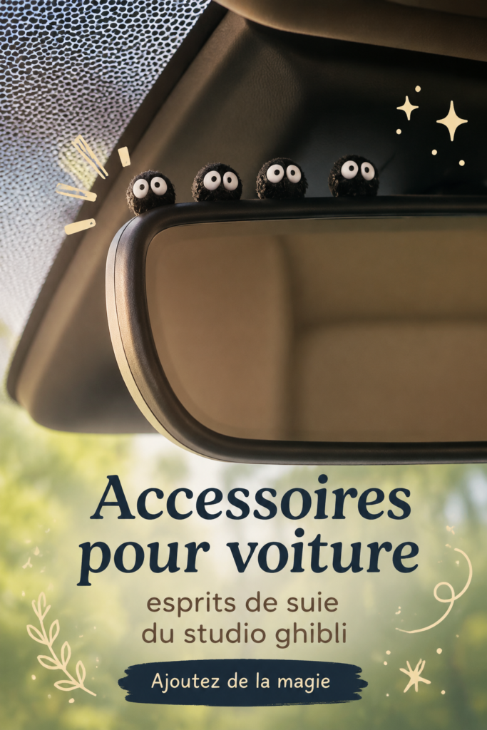 Accessoires de voiture inspirés de l'univers de Studio Ghibli, créant une ambiance magique.