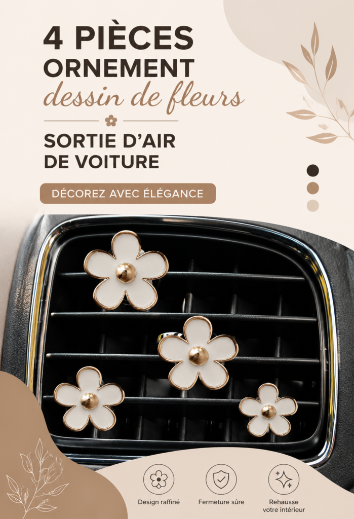 Accessoires floraux colorés pour l'intérieur d'une voiture