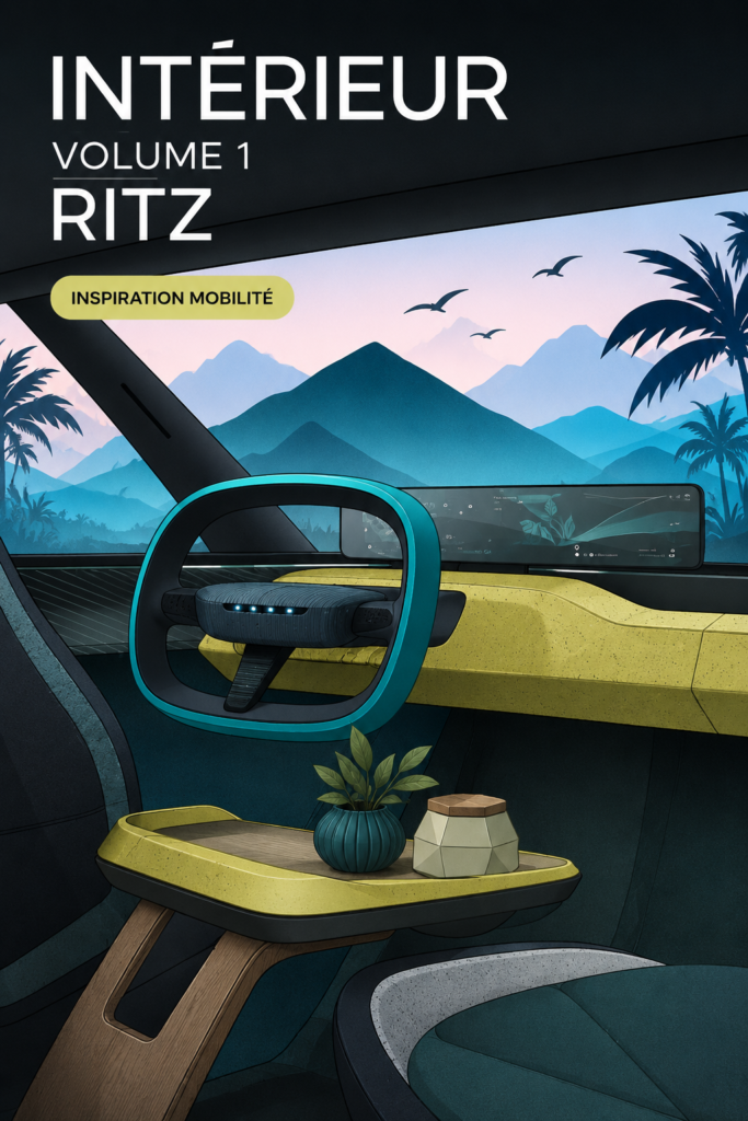 Intérieur d'une voiture décoré avec des accessoires modernes et stylés.