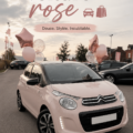 Accessoires de voiture élégants pour une voiture rose.