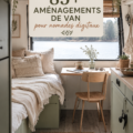 Un van aménagé en espace de vie confortable.