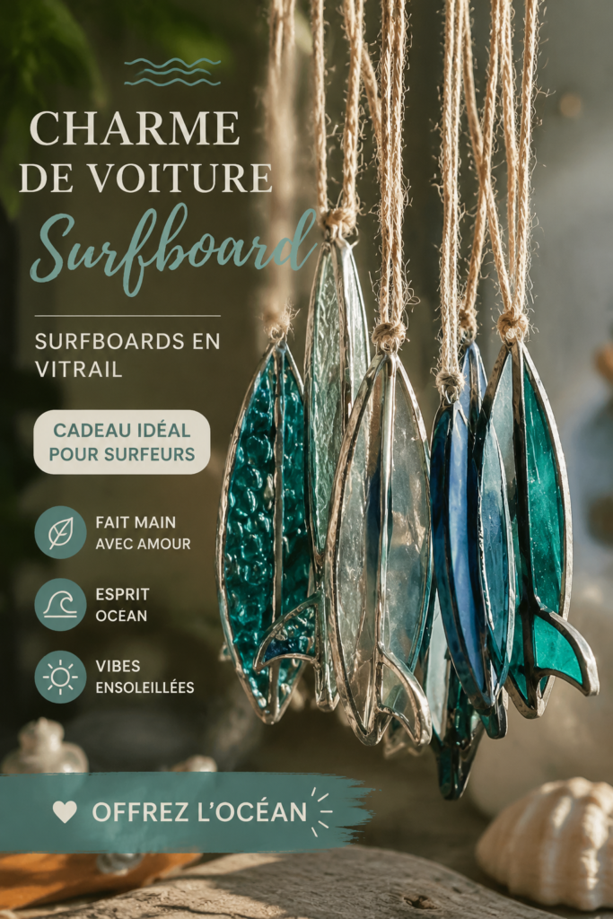 Charmant accessoire de voiture en forme de planche de surf colorée