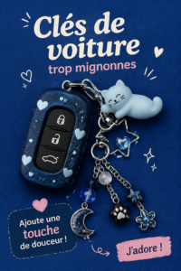 Clés de voiture mignonnes personnalisées avec des porte-clés colorés et amusants