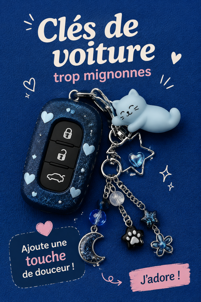 Clés de voiture mignonnes personnalisées avec des porte-clés colorés et amusants
