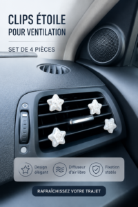 Clips de ventilation en forme d'étoile installés dans une voiture moderne.