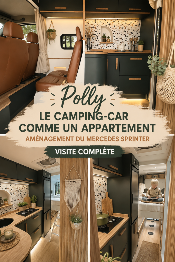Conversion réussie d'un Mercedes Sprinter en van aménagé, montrant un espace de vie confortable.