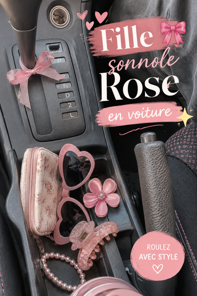 Voiture personnalisée avec des accessoires Pink, représentant le look Sonny Girl.