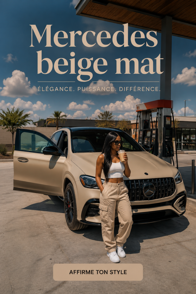 Un SUV Mercedes élégamment customisé en teinte matte beige.