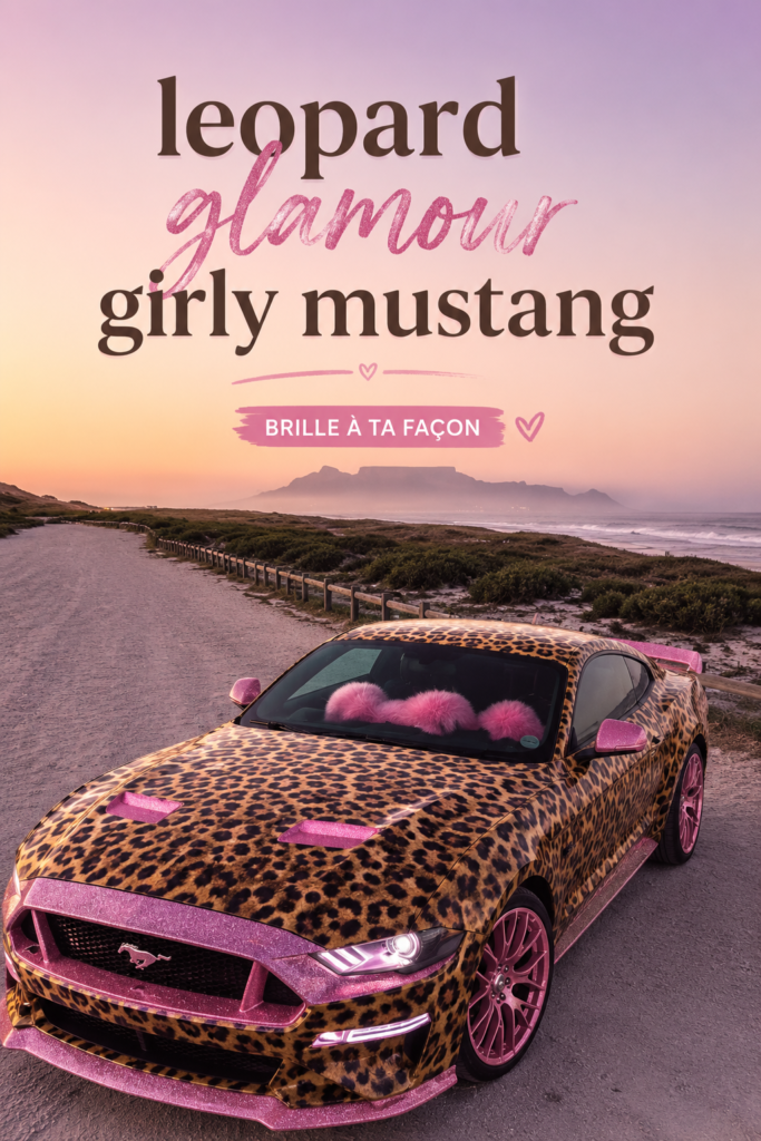 Mustang customisée avec un design léopard chic et glamour