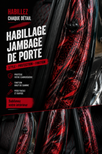 Image d'une voiture avec des portes personnalisées par un Door Jam Wrap coloré.