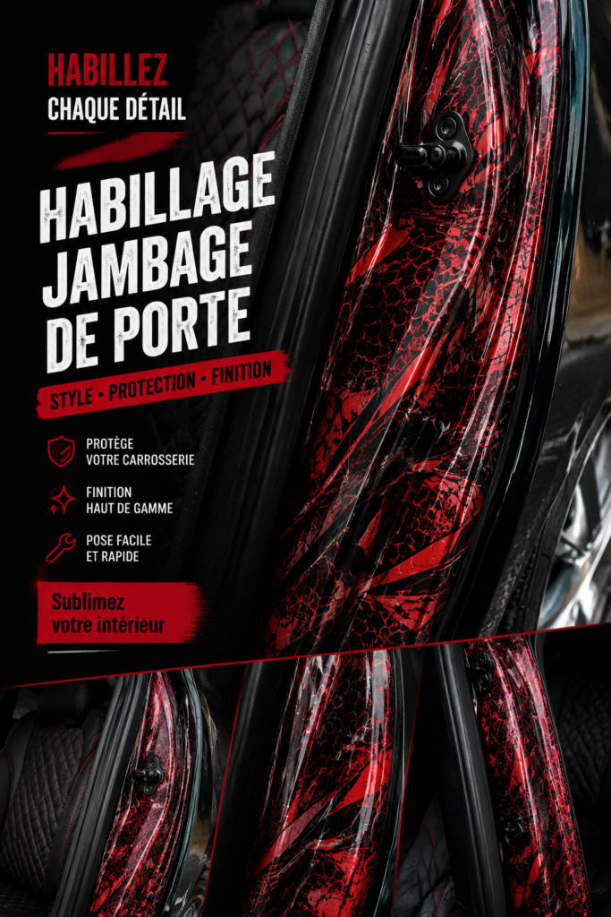 Image d'une voiture avec des portes personnalisées par un Door Jam Wrap coloré.