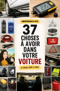 Diverse accessoires de voiture exposés sur une table