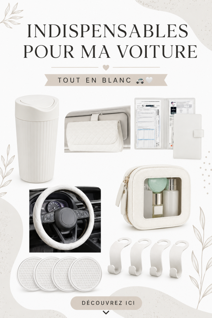 Accessoires pratiques et élégants pour une voiture blanche.