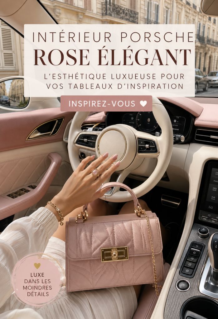 Intérieur rose élégamment aménagé dans une Porsche moderne