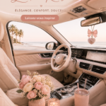 Intérieur de SUV décoré avec des accessoires blush