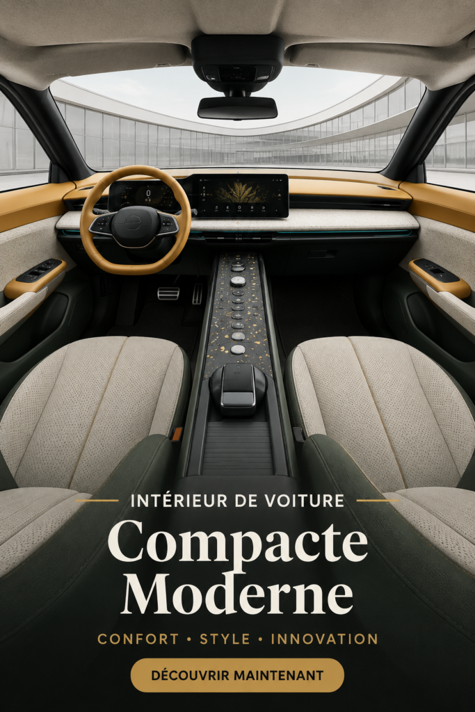 Intérieur moderne d'une voiture compacte avec des accessoires élégants.