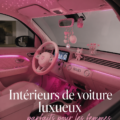 Une vue d'un intérieur de voiture de luxe féminine avec des détails élégants.