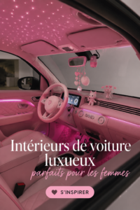 Une vue d'un intérieur de voiture de luxe féminine avec des détails élégants.