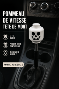 Levier de vitesse en forme de crâne dans une voiture moderne