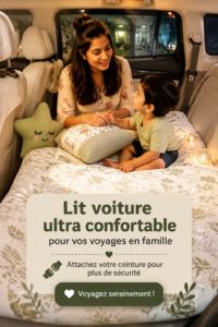 Un lit de voiture confortable installé dans un véhicule pour un voyage paisible.