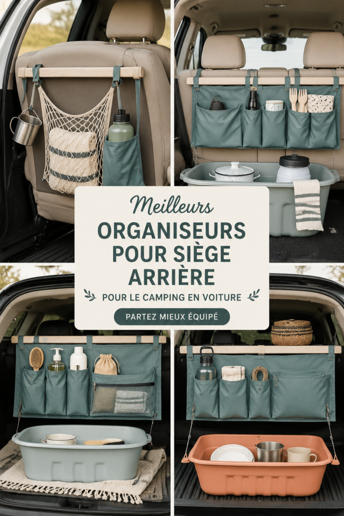 Organisateur de siège de voiture avec poches pour un rangement pratique pendant le camping