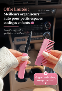 Organisateur de voiture pratique pour petits espaces et sièges enfants.