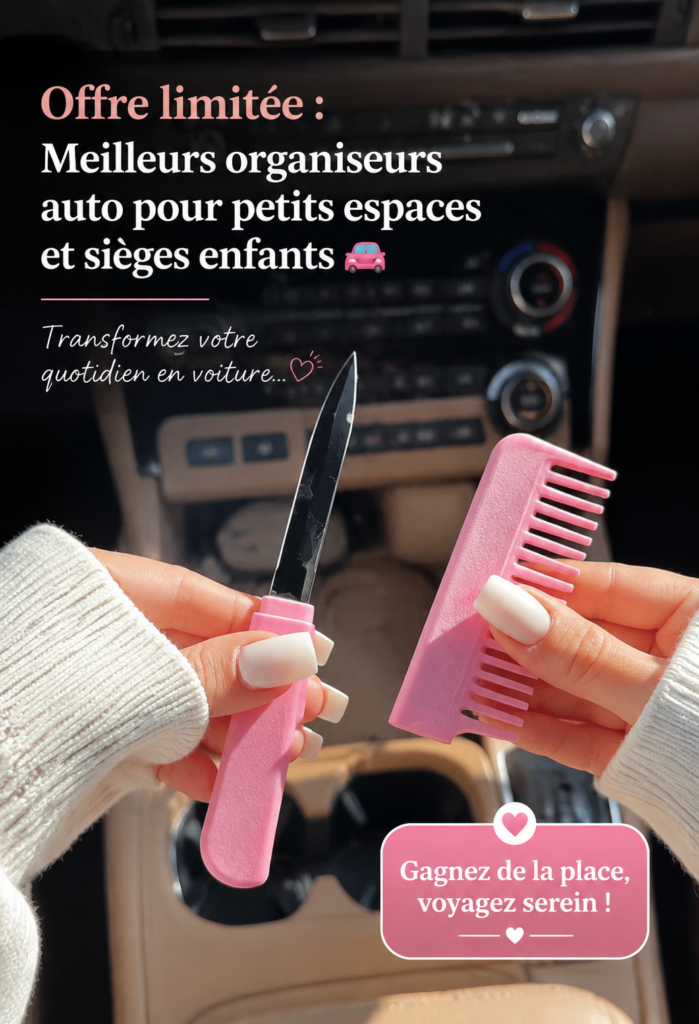 Organisateur de voiture pratique pour petits espaces et sièges enfants.