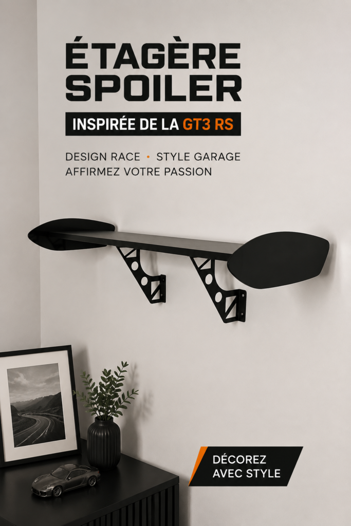 Photo d'une Porsche GT3 RS avec un spoiler personnalisé, mettant en avant son design sportif.
