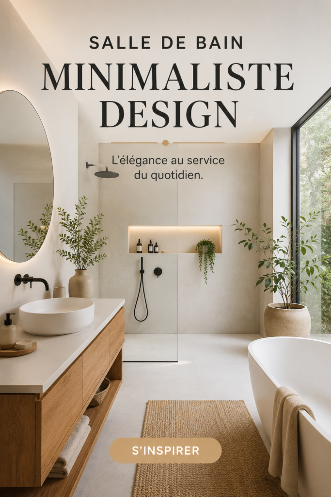 Salle de bain minimaliste avec un design raffiné, mettant en valeur des accessoires fonctionnels et élégants.