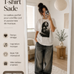 T-shirt Sade vintage affichant un design musical unique, idéal pour un cadeau.
