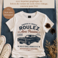 T-shirt vintage à manches courtes avec un imprimé graphique automobile