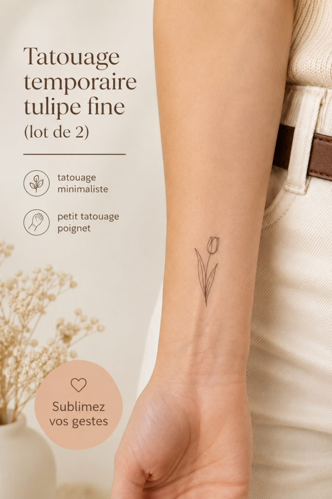 Tatouage temporaire tulipe sur un poignet élégant