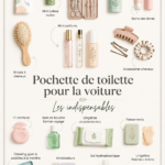Trousse de toilette bien organisée dans une voiture avec des produits de beauté