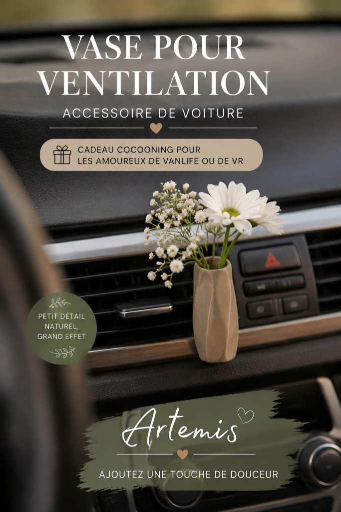 Vase à fleurs coloré dans une voiture personnalisée