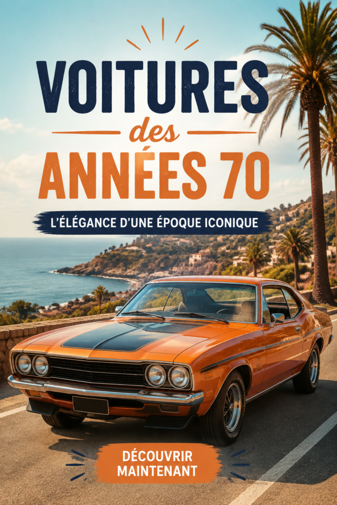 Image d'une voiture classique des années 70, mettant en avant son design rétro distinctif.