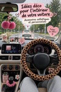 Intérieur de voiture décoré avec des accessoires élégants et personnalisés