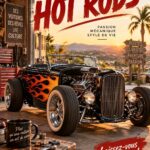 Image de hot rods personnalisés avec des designs uniques et colorés.