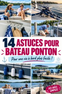 Bateau ponton bien aménagé avec accessoires pour la navigation