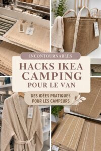 Couverture d'un camping-car bien aménagé avec des accessoires IKEA, mettant en valeur un intérieur organisé et confortable.