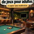 Un coin de jeu pour adultes avec des accessoires colorés et une ambiance chaleureuse.