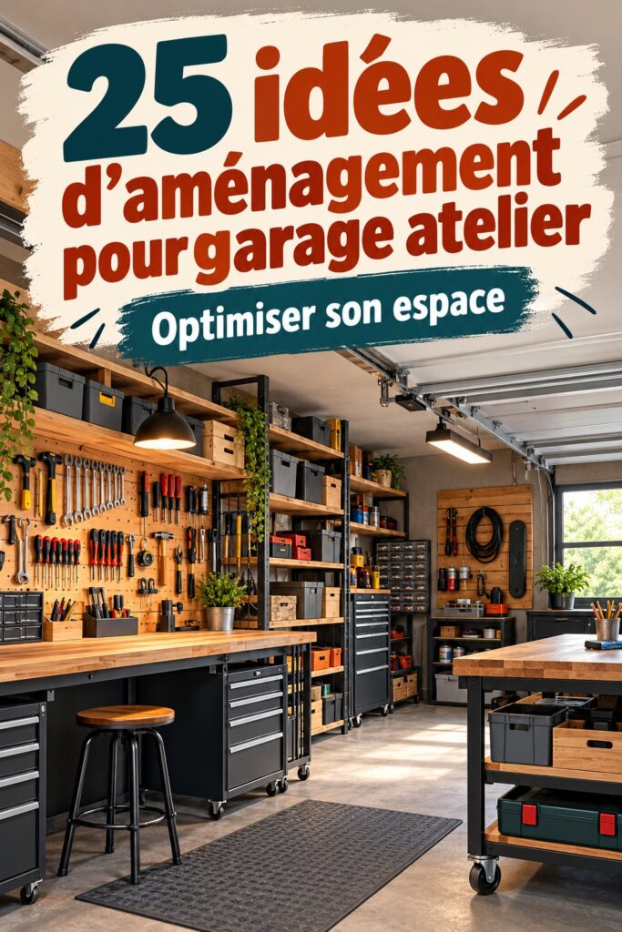 Garage bien agencé pour le bricolage avec séparation claire des espaces.