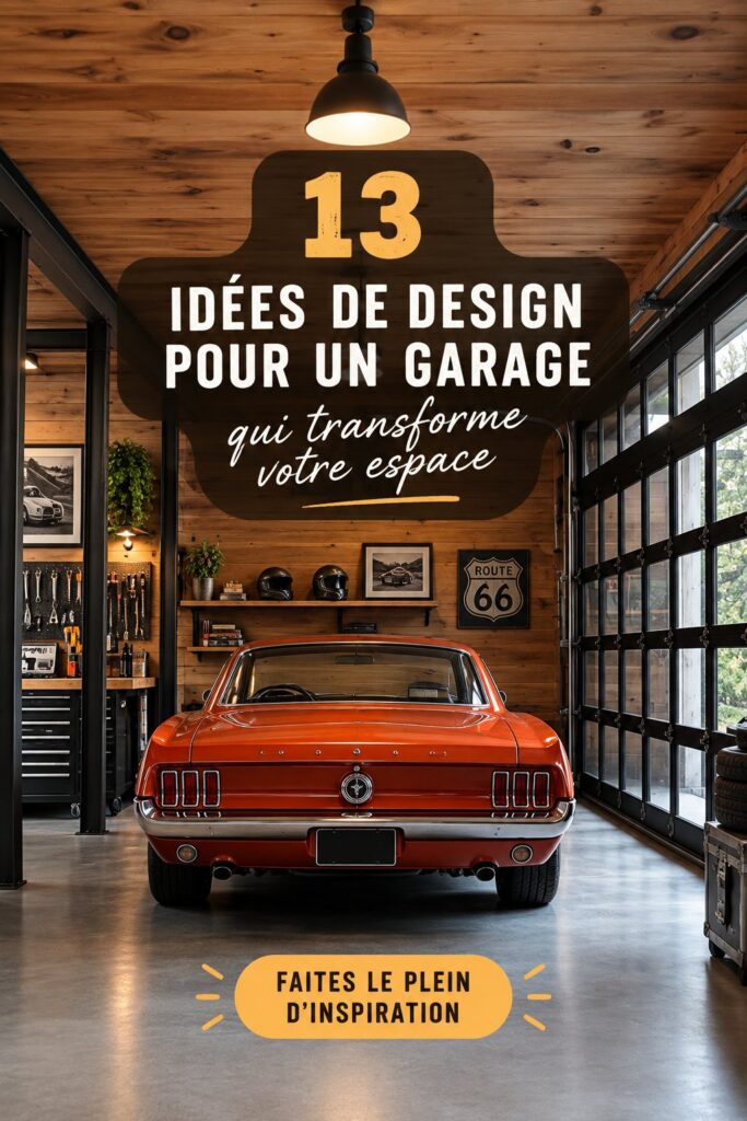 Un garage moderne et bien agencé avec des accessoires automobiles stylés.