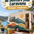 Un camping-car avec une peinture unique et colorée sur la route