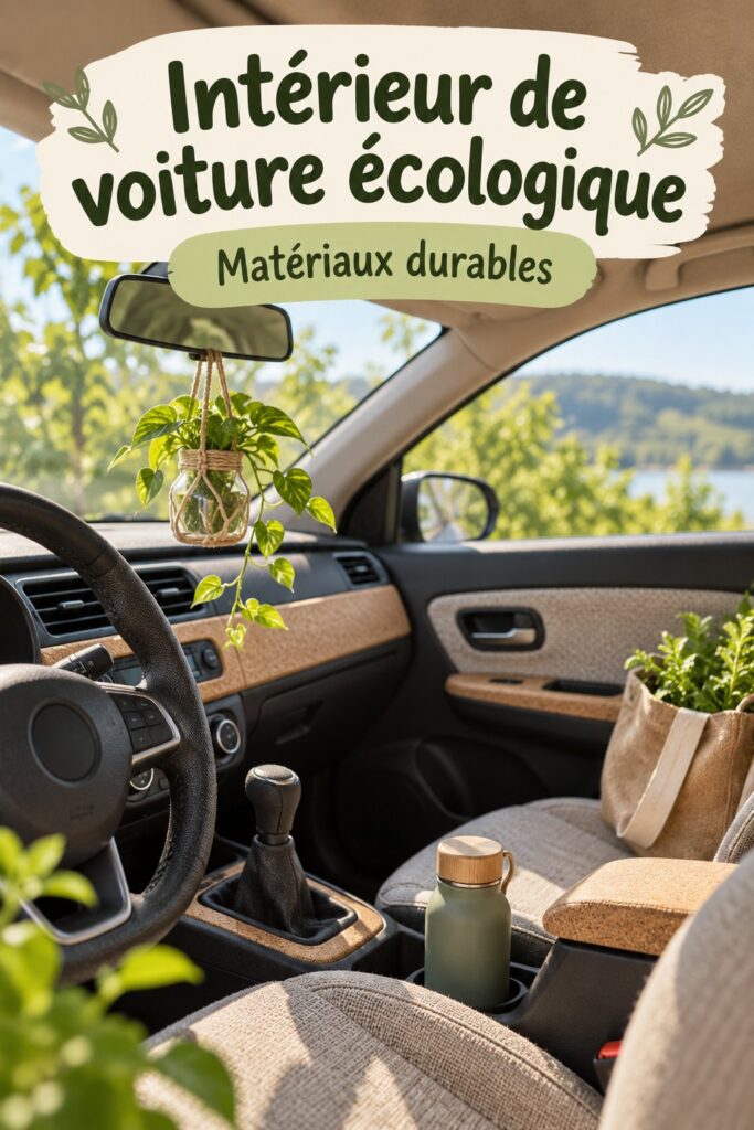 Un intérieur de voiture écolo moderne avec des accessoires durables