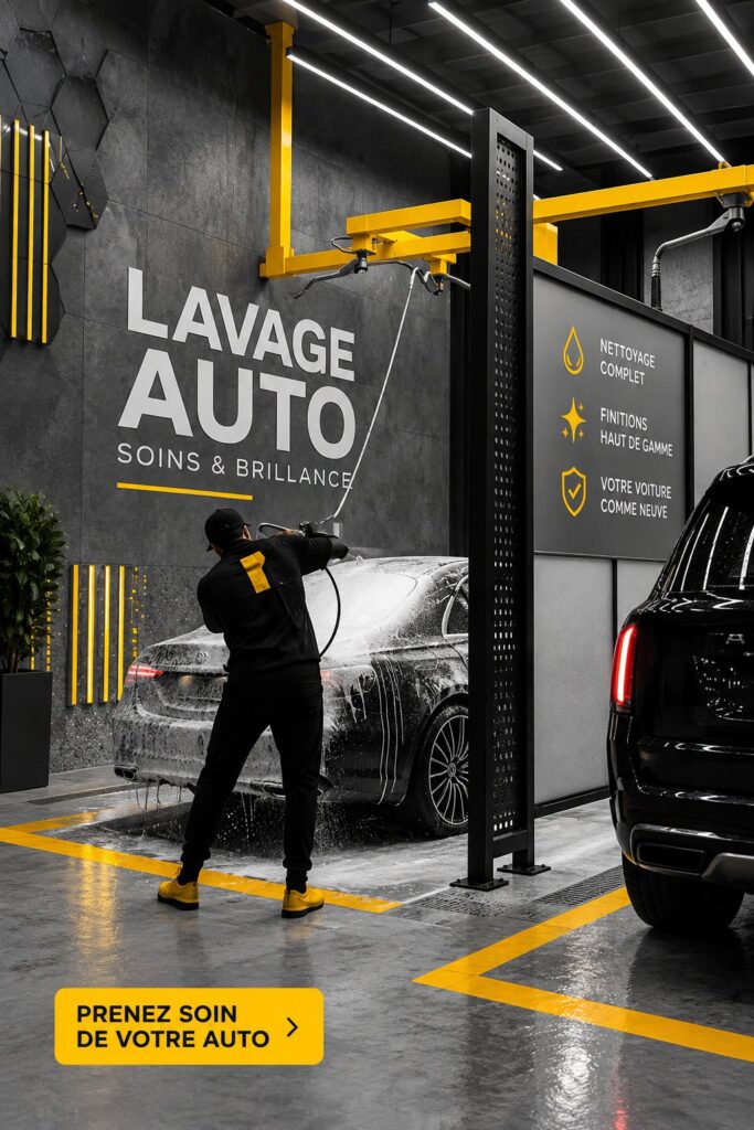 Une femme lavant sa voiture avec soin, montrant une méthode de nettoyage efficace.
