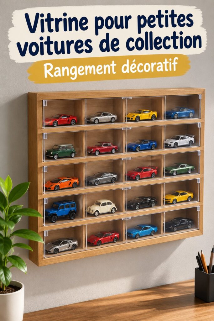 Un présentoir élégant avec des voitures miniatures bien disposées