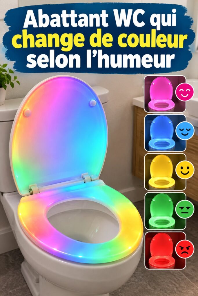 Un siège de toilette mood ring montrant différentes couleurs représentant les émotions