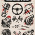Tatouages décoratifs à l'intérieur d'une voiture, mettant en valeur une personnalisation élégante.