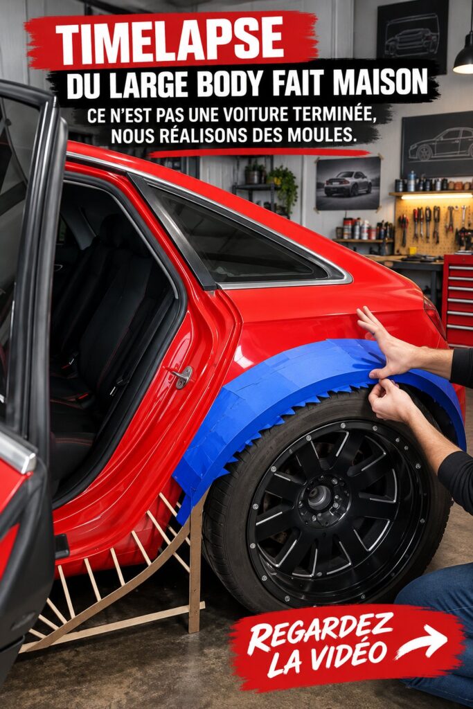 Timelapse de customisation automobile montrant une transformation de carrosserie.